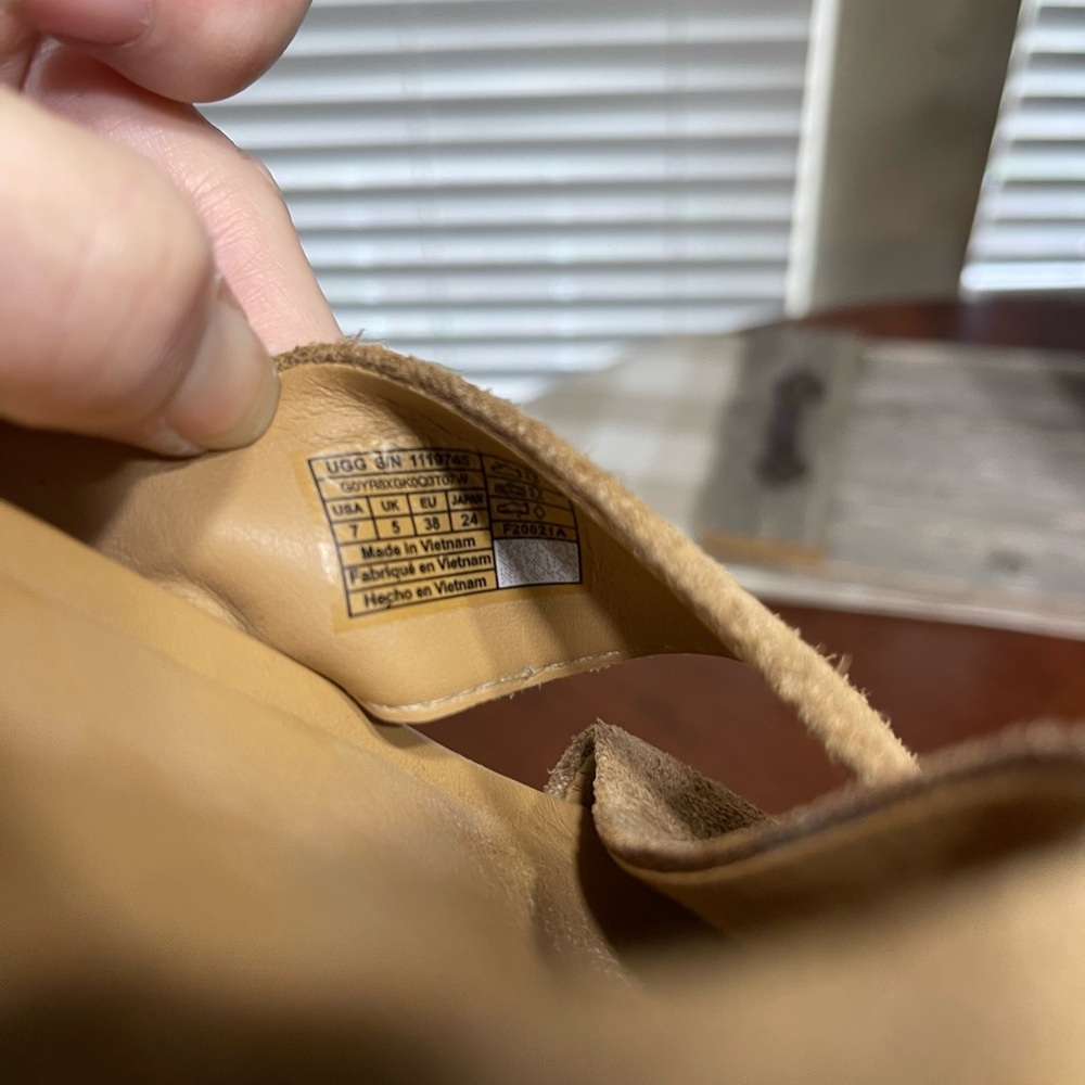 UGG Tan Suede Crisscross Slide Sandals - Picture 9 of 10